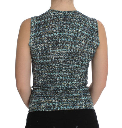 Dolce & Gabbana Blauer Wollpullover ohne Ärmel Pullover