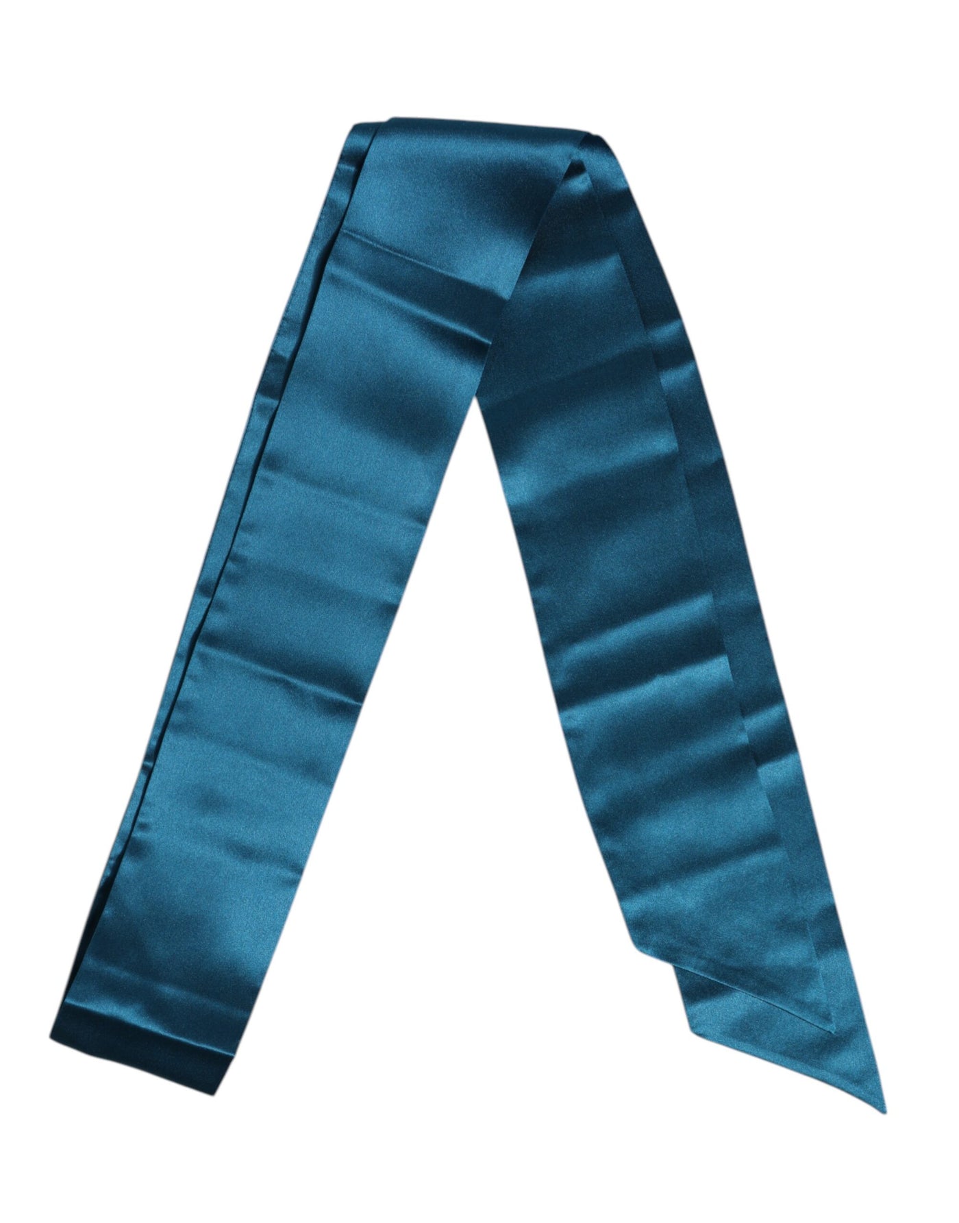 Dolce & Gabbana Blauer Satin-Seiden-Skinny-Foulard-Wickelschal