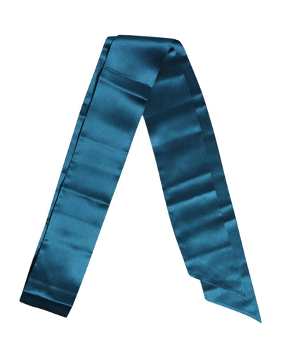 Dolce & Gabbana Blauer Satin-Seiden-Skinny-Foulard-Wickelschal