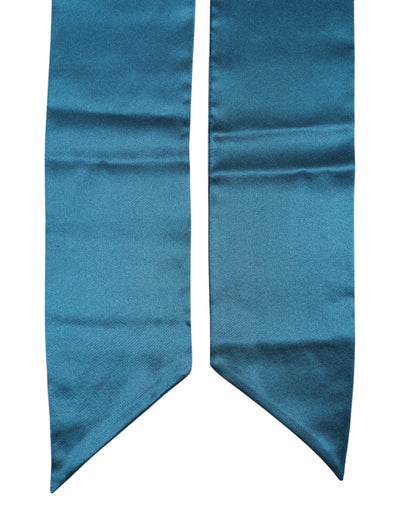 Dolce & Gabbana Blauer Satin-Seiden-Skinny-Foulard-Wickelschal