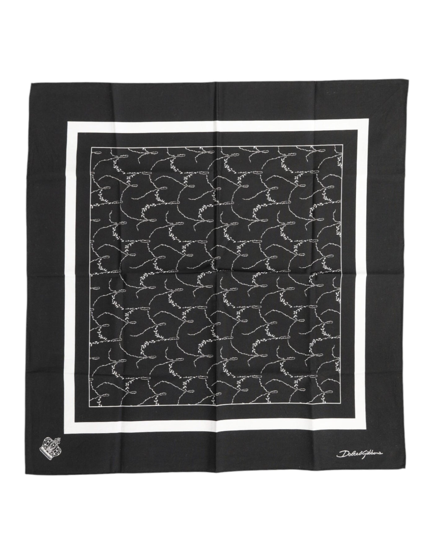 Dolce & Gabbana Schwarz Weiß Gedruckt Quadratisch Männer Foulard Schal