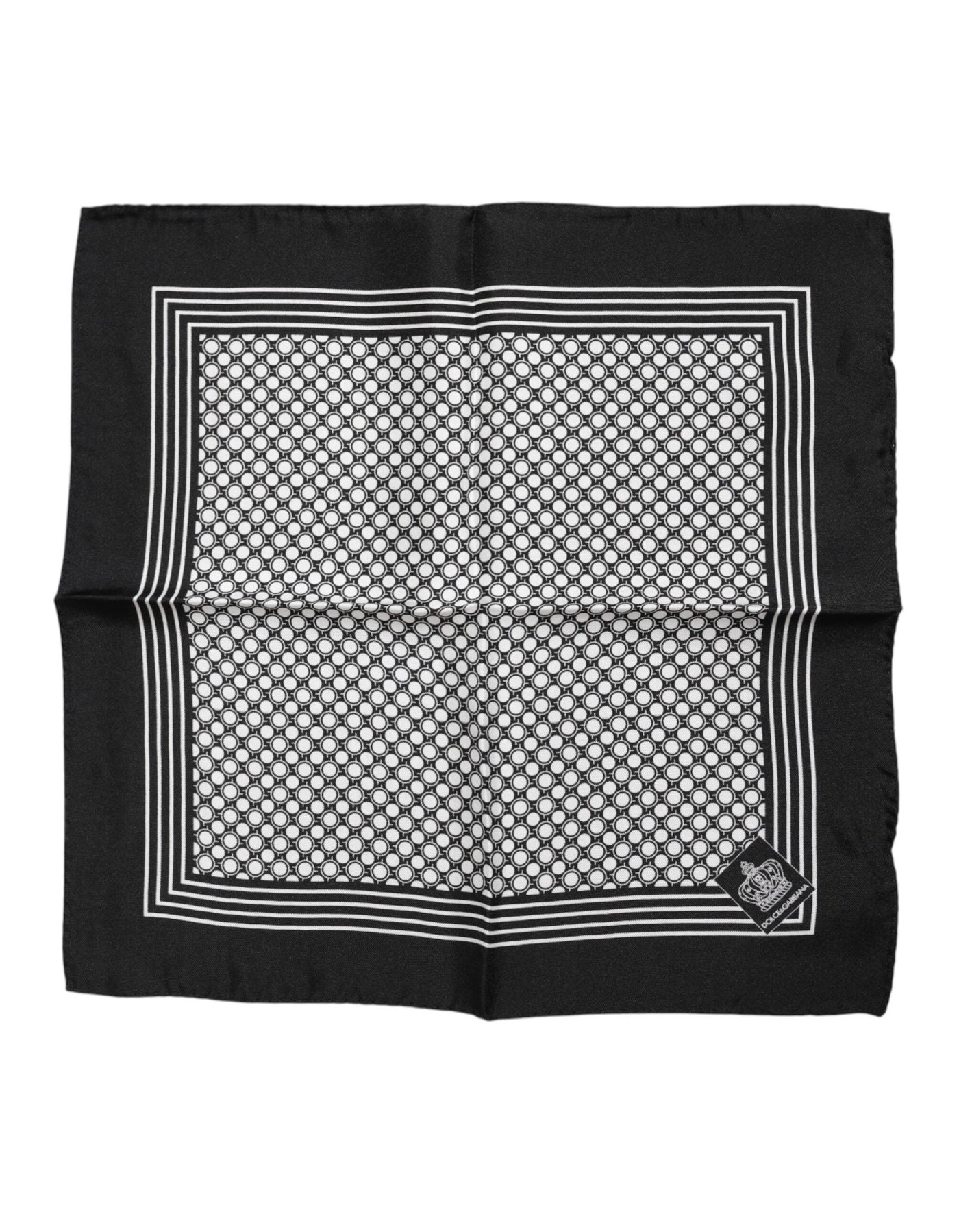 Dolce & Gabbana Schwarz Weiß Gemustertes Quadratisches Herren Foulard Tuch