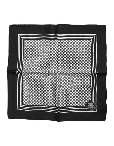 Dolce & Gabbana Schwarz Weiß Gemustertes Quadratisches Herren Foulard Tuch