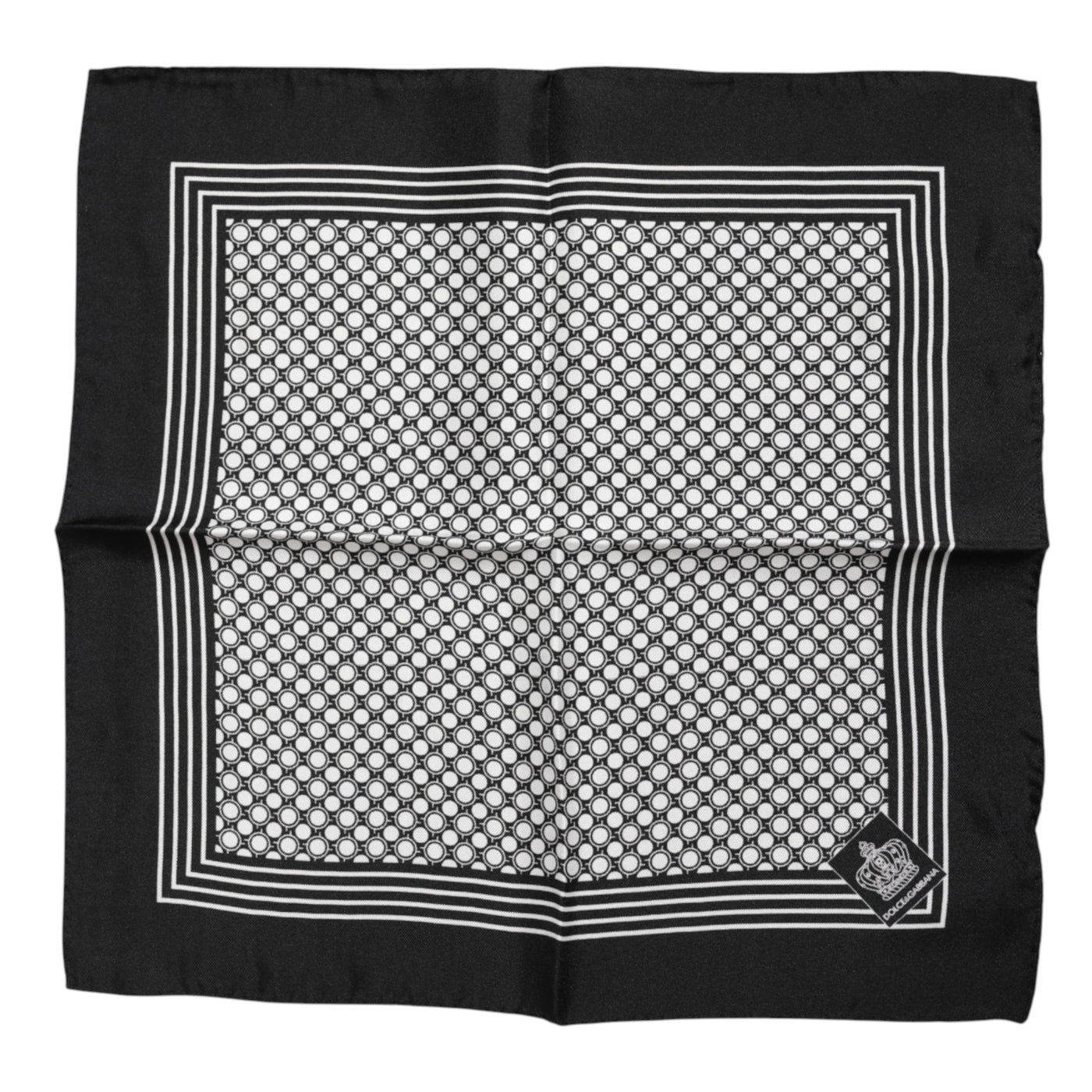 Dolce & Gabbana Schwarz Weiß Gemustertes Quadratisches Herren Foulard Tuch