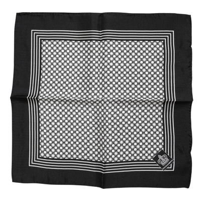 Dolce & Gabbana Schwarz Weiß Gemustertes Quadratisches Herren Foulard Tuch