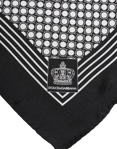 Dolce & Gabbana Schwarz Weiß Gemustertes Quadratisches Herren Foulard Tuch