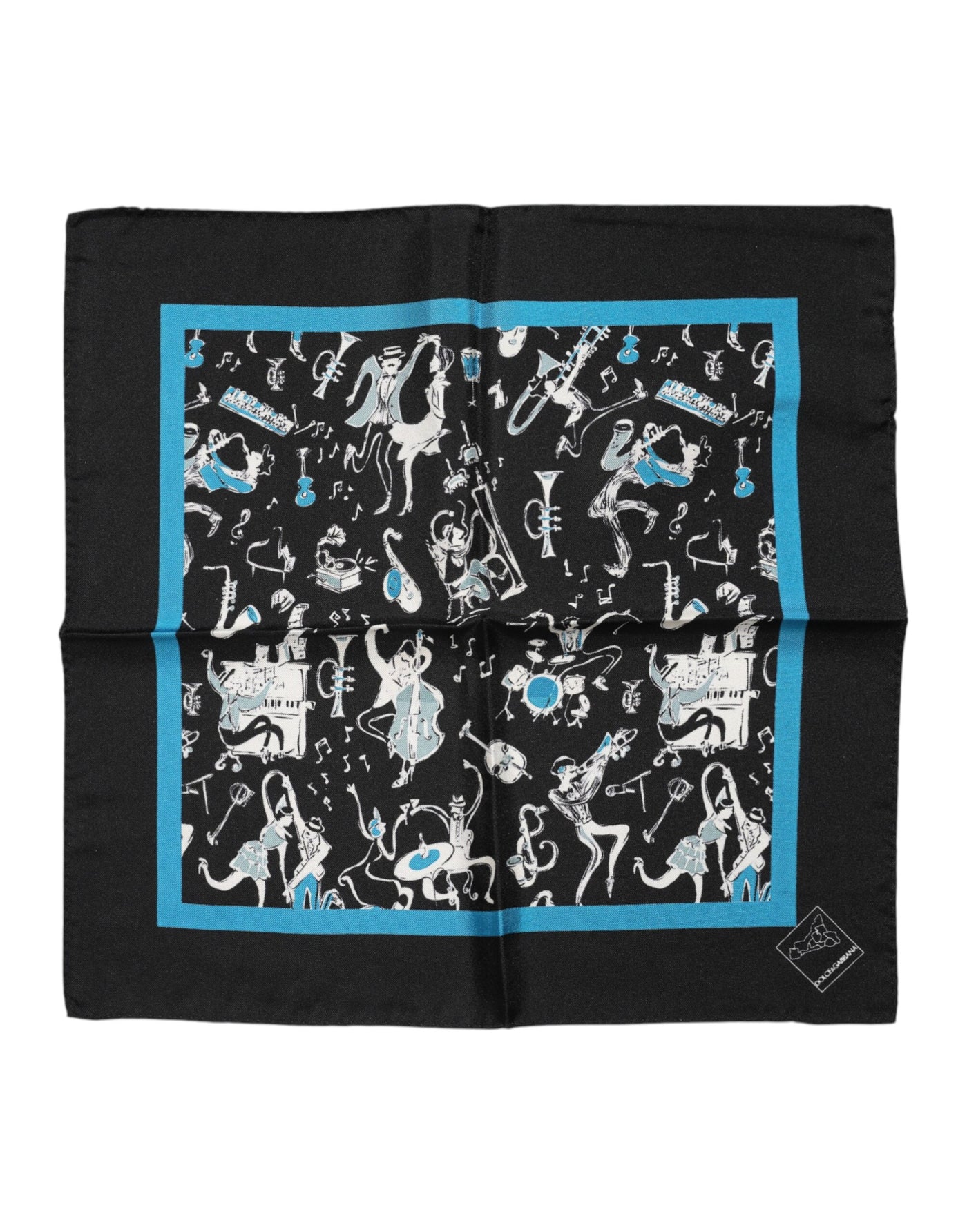 Dolce & Gabbana Schwarzer Jazz Club Silk Square Herren Foulardschal