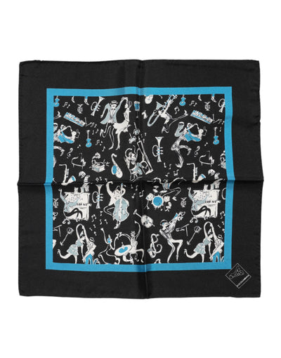 Dolce & Gabbana Schwarzer Jazz Club Silk Square Herren Foulardschal