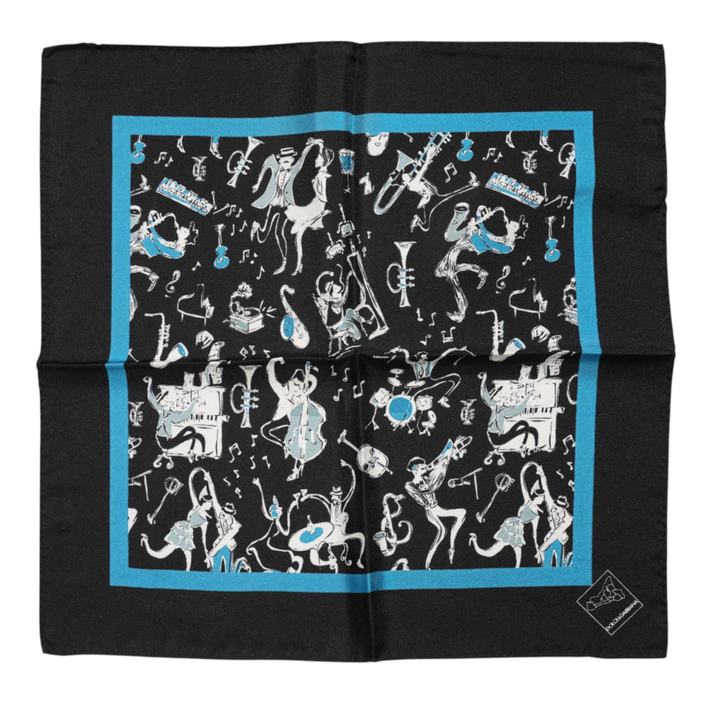 Dolce & Gabbana Schwarzer Jazz Club Silk Square Herren Foulardschal