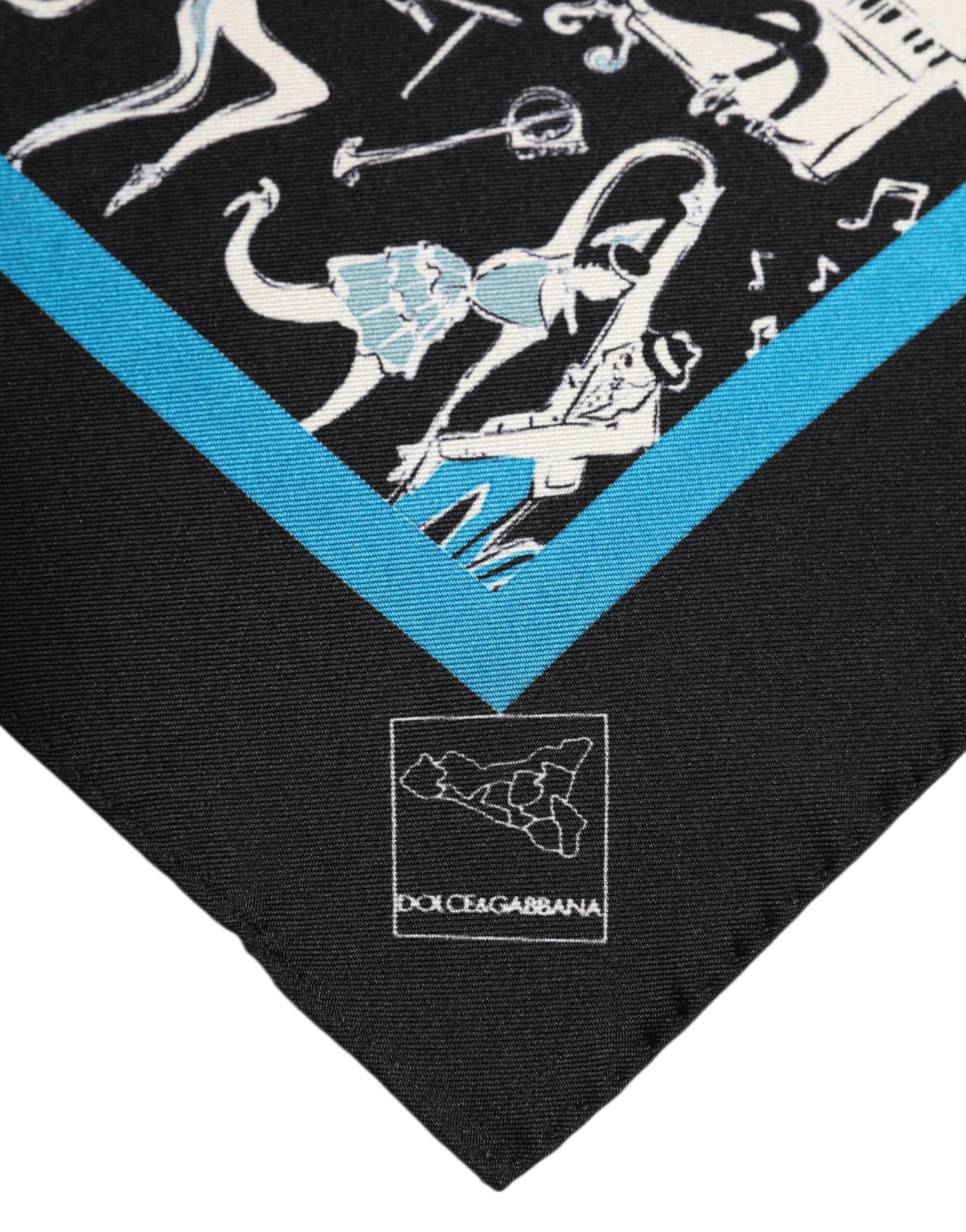 Dolce & Gabbana Schwarzer Jazz Club Silk Square Herren Foulardschal
