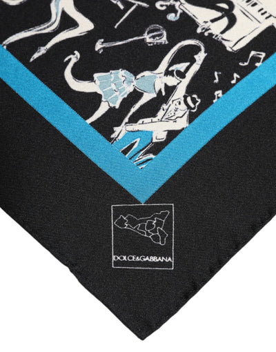 Dolce & Gabbana Schwarzer Jazz Club Silk Square Herren Foulardschal