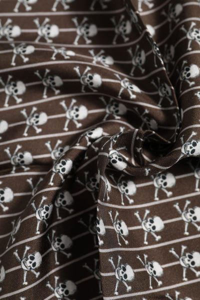 Dolce & Gabbana Brauner Totenkopf Seide Quadrat Männer Foulard Schal
