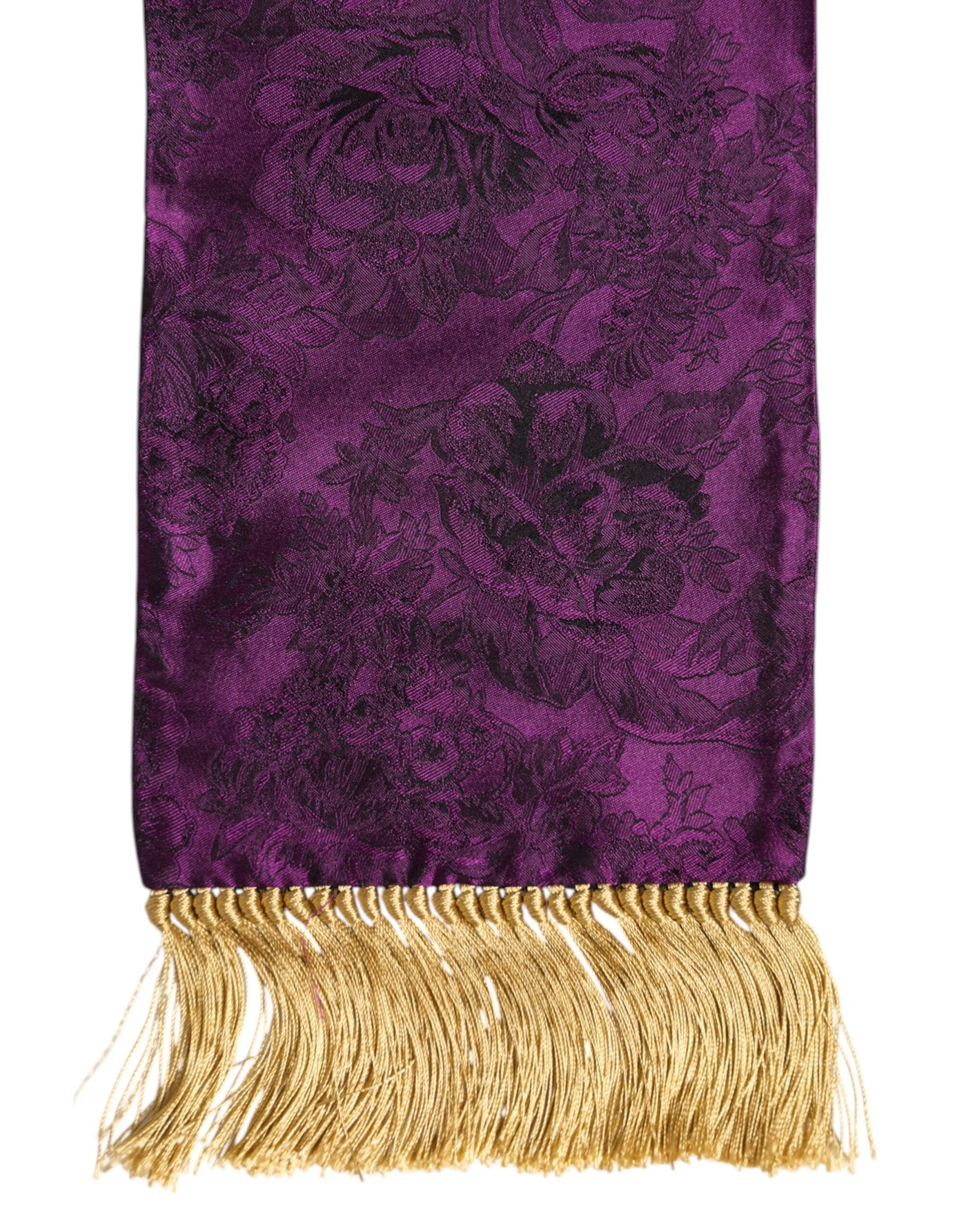 Dolce & Gabbana Lila Seide Fransen Kreuz Männer Foulard Schal