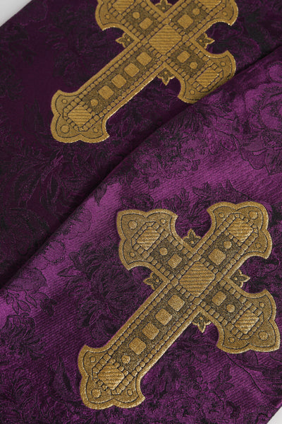 Dolce & Gabbana Lila Seide Fransen Kreuz Männer Foulard Schal