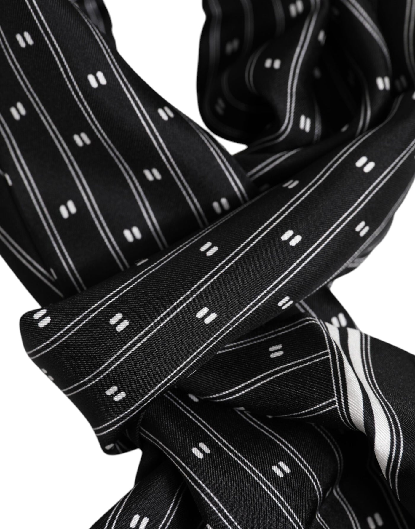 Dolce & Gabbana Schwarz Seide gedruckt Fransen Männer Foulard Schal