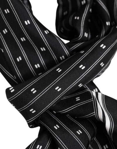 Dolce & Gabbana Schwarz Seide gedruckt Fransen Männer Foulard Schal