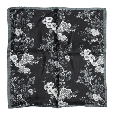 Dolce & Gabbana Schwarzer geblümter quadratischer Seidenfoulardschal