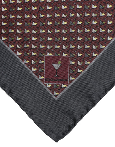 Dolce & Gabbana Maroon Cocktail Seide Quadratischer Foulard Schal