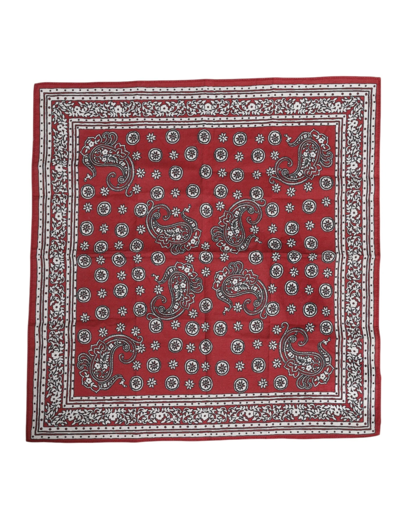 Dolce & Gabbana Roter geblümter quadratischer Foulardschal aus Baumwolle
