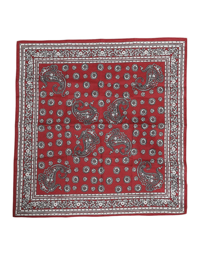 Dolce & Gabbana Roter geblümter quadratischer Foulardschal aus Baumwolle