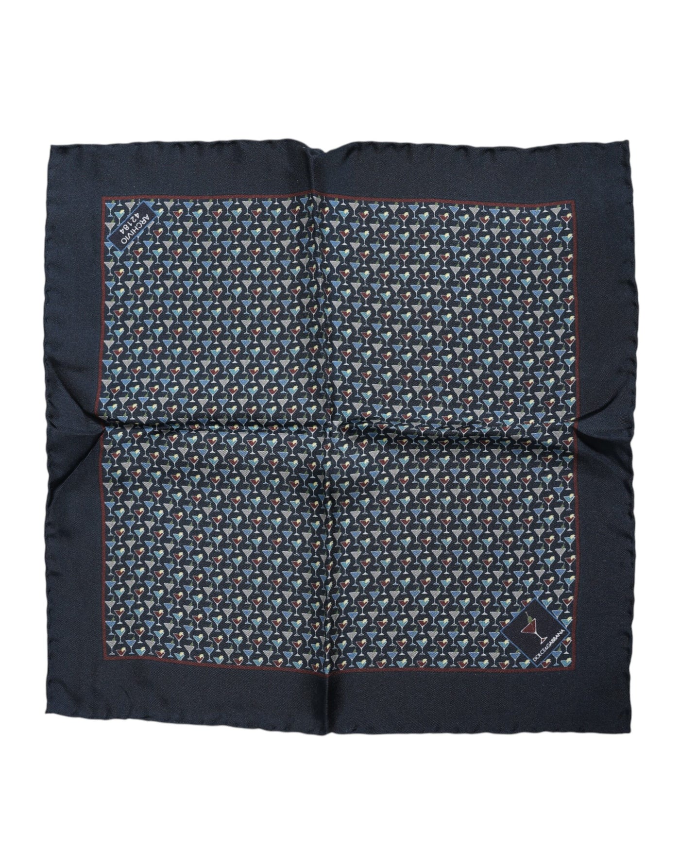 Dolce & Gabbana Quadratischer Foulardschal aus blauer Cocktailseide