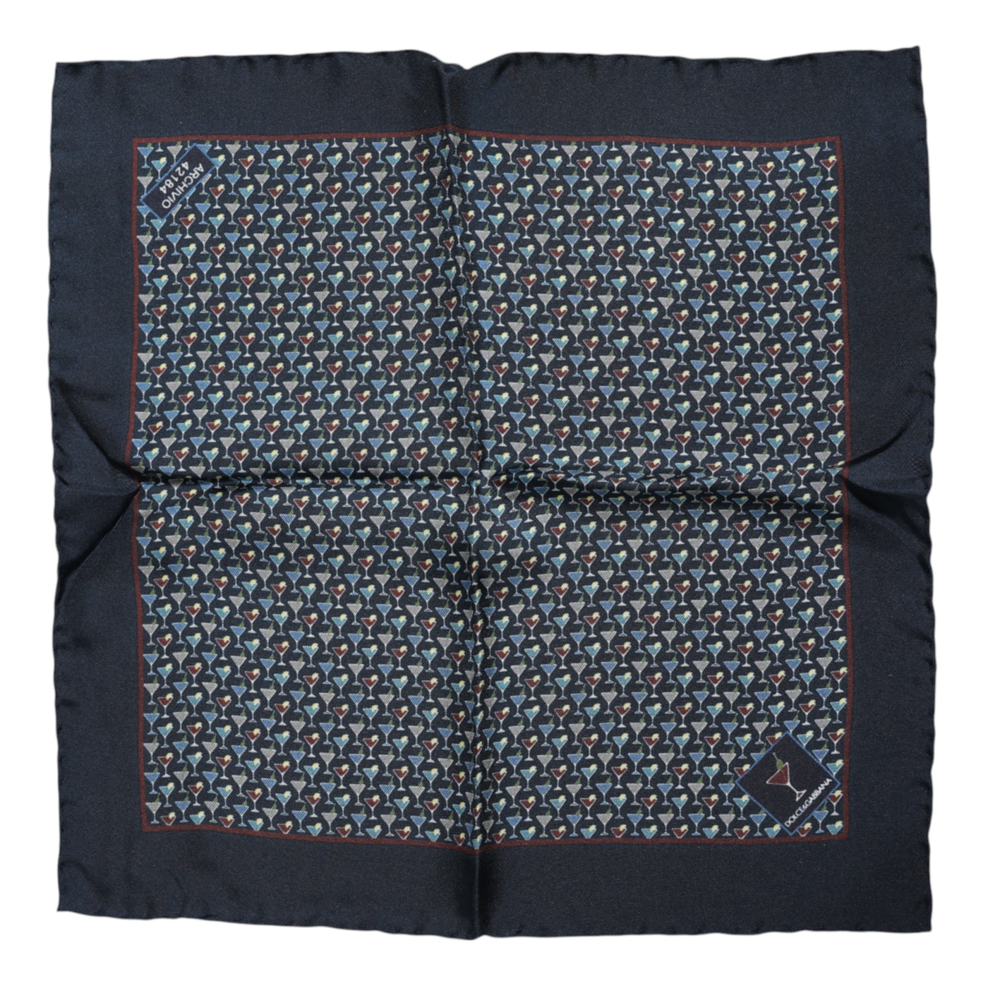 Dolce & Gabbana Quadratischer Foulardschal aus blauer Cocktailseide