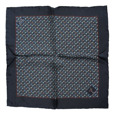 Dolce & Gabbana Quadratischer Foulardschal aus blauer Cocktailseide