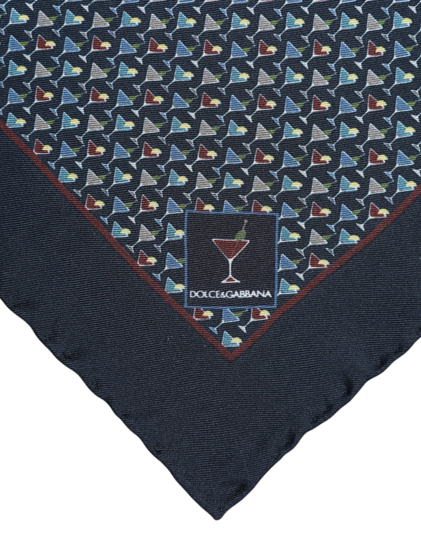 Dolce & Gabbana Quadratischer Foulardschal aus blauer Cocktailseide