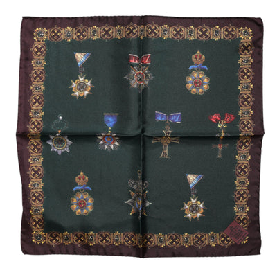 Dolce & Gabbana Grüne Medaillen Seide Quadratischer Foulardschal