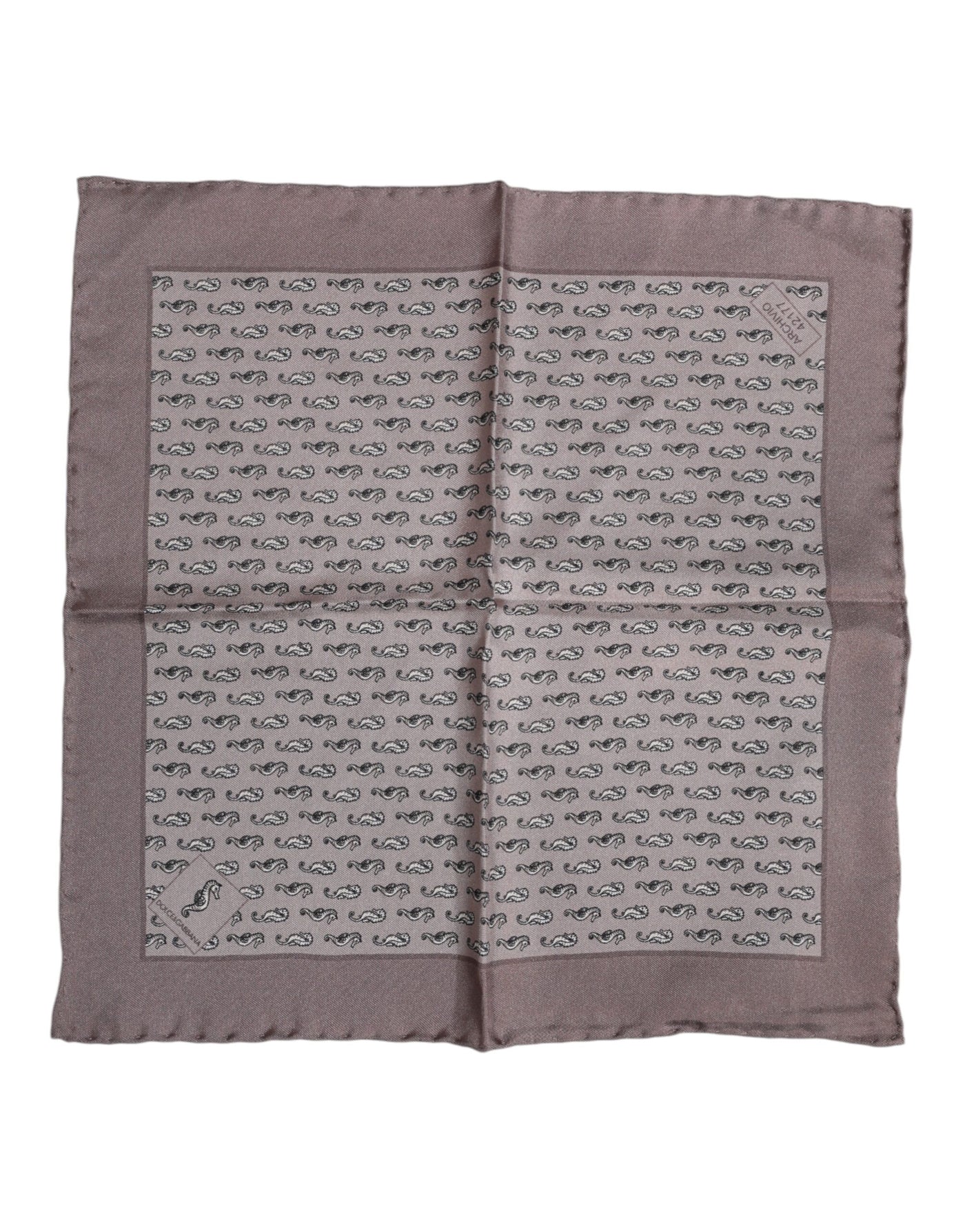 Dolce & Gabbana Braunes Seepferdchen Seidenschal Quadratisch Foulard