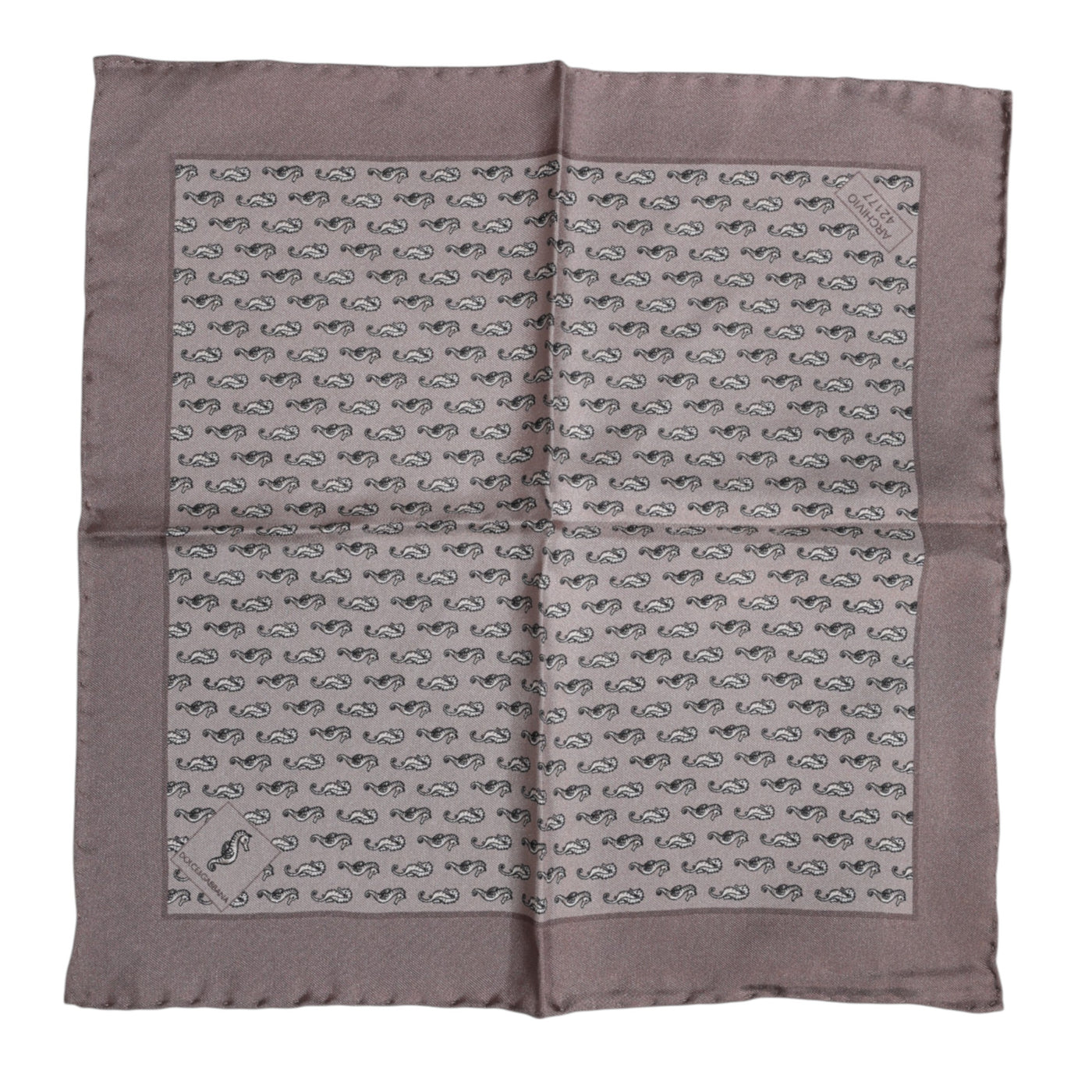 Dolce & Gabbana Braunes Seepferdchen Seidenschal Quadratisch Foulard