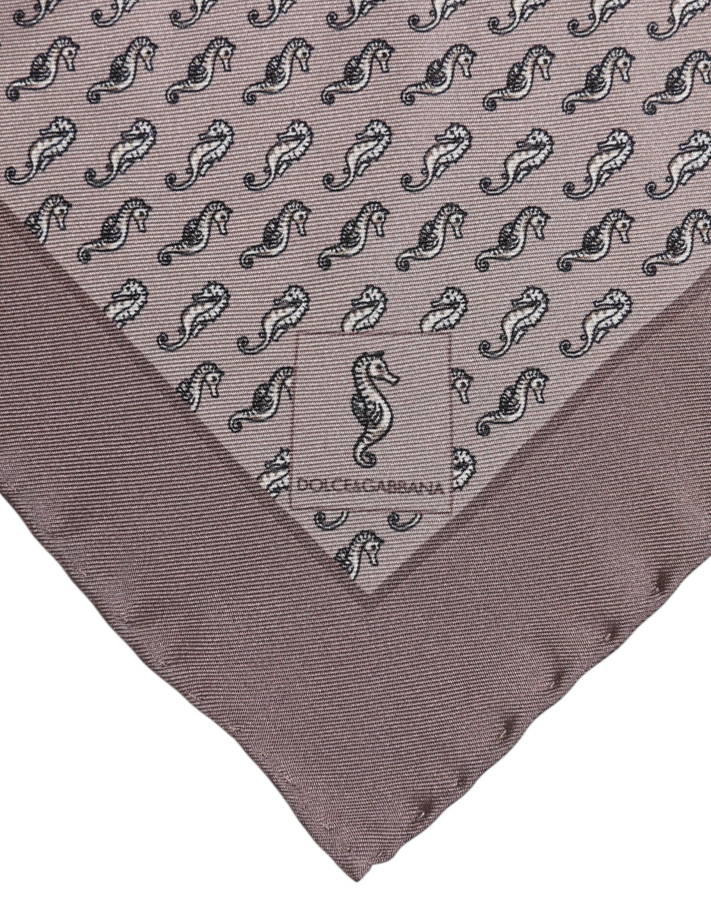 Dolce & Gabbana Braunes Seepferdchen Seidenschal Quadratisch Foulard