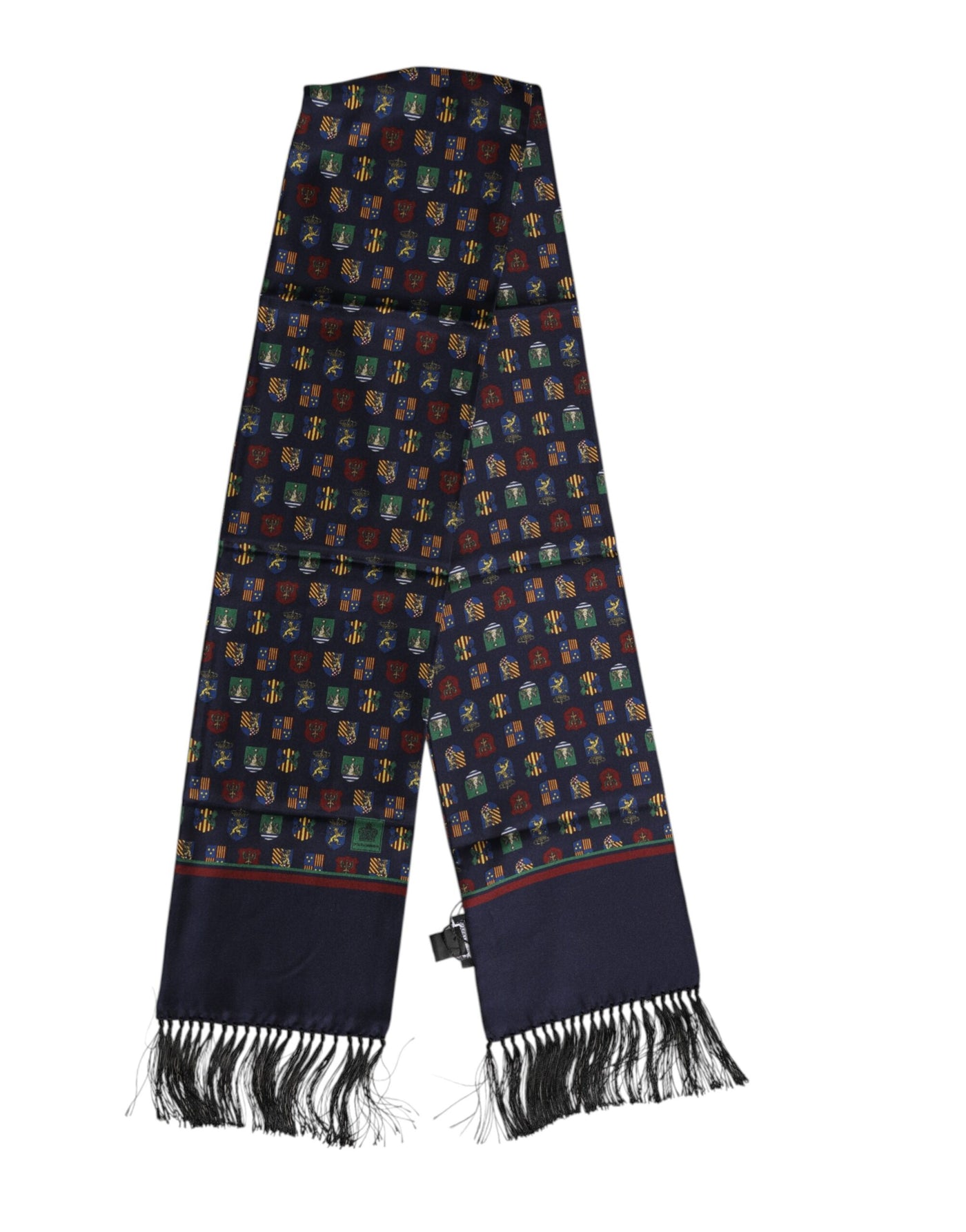 Dolce & Gabbana Foulardschal aus blauer Seide mit gedruckten Fransen