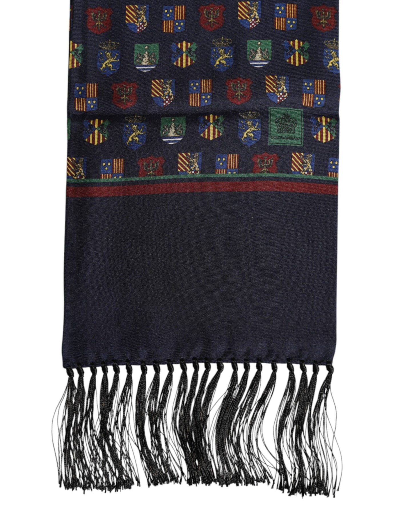 Dolce & Gabbana Foulardschal aus blauer Seide mit gedruckten Fransen