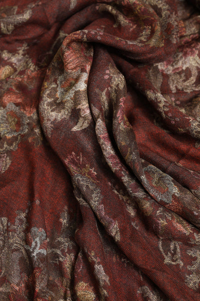 Dolce & Gabbana Maroon Floral Halswärmer Foulard-Schal