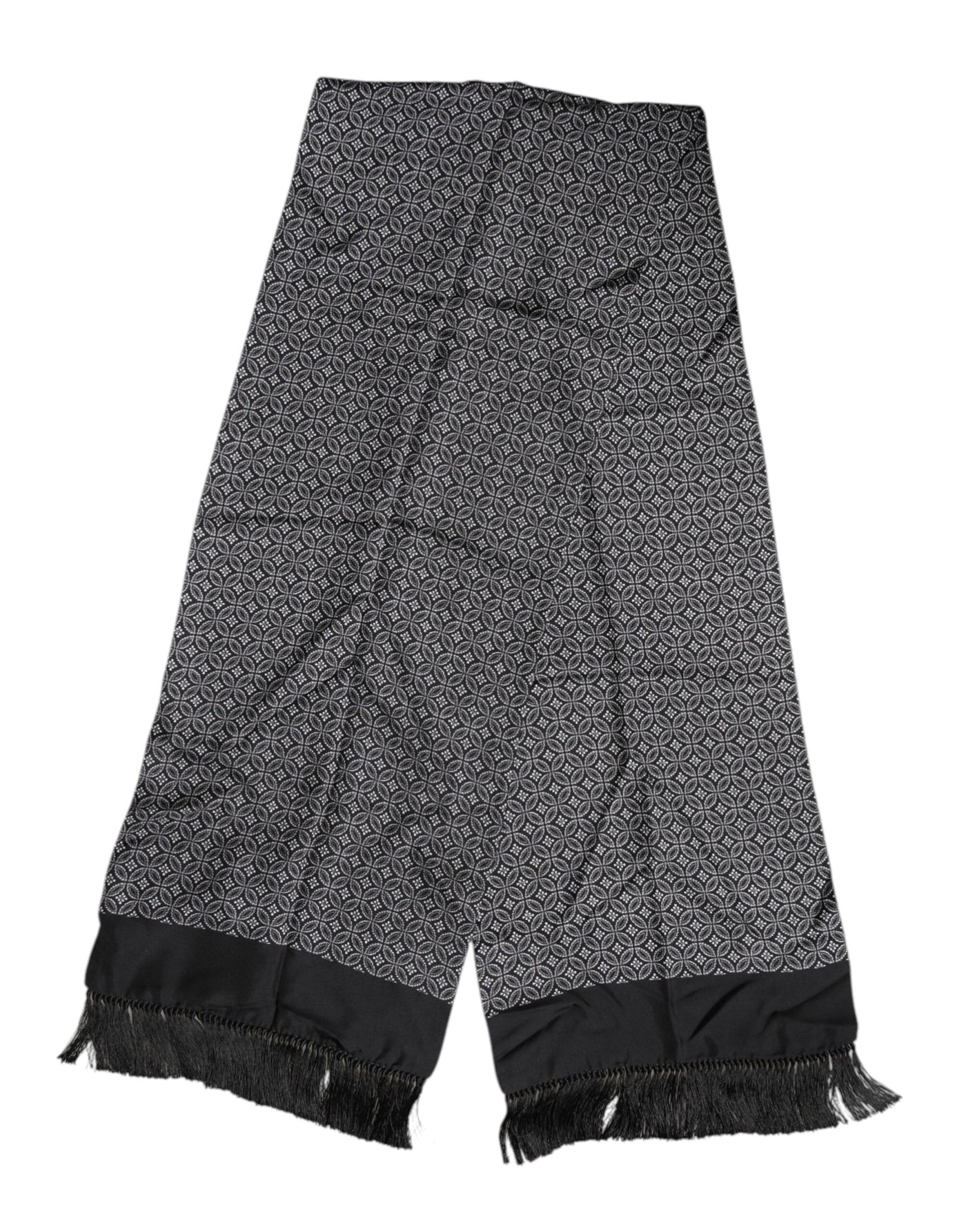 Dolce & Gabbana Schwarz gemusterte Fransen Männer Foulard Schal