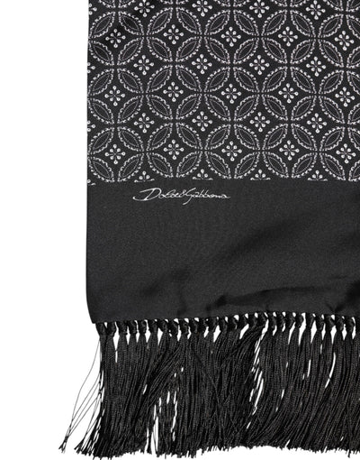 Dolce & Gabbana Schwarz gemusterte Fransen Männer Foulard Schal