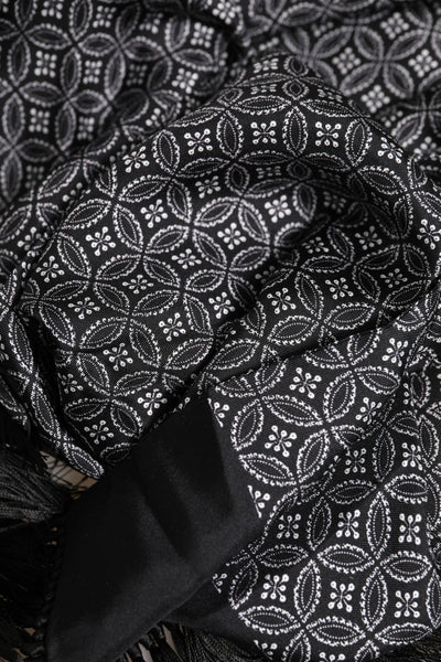 Dolce & Gabbana Schwarz gemusterte Fransen Männer Foulard Schal