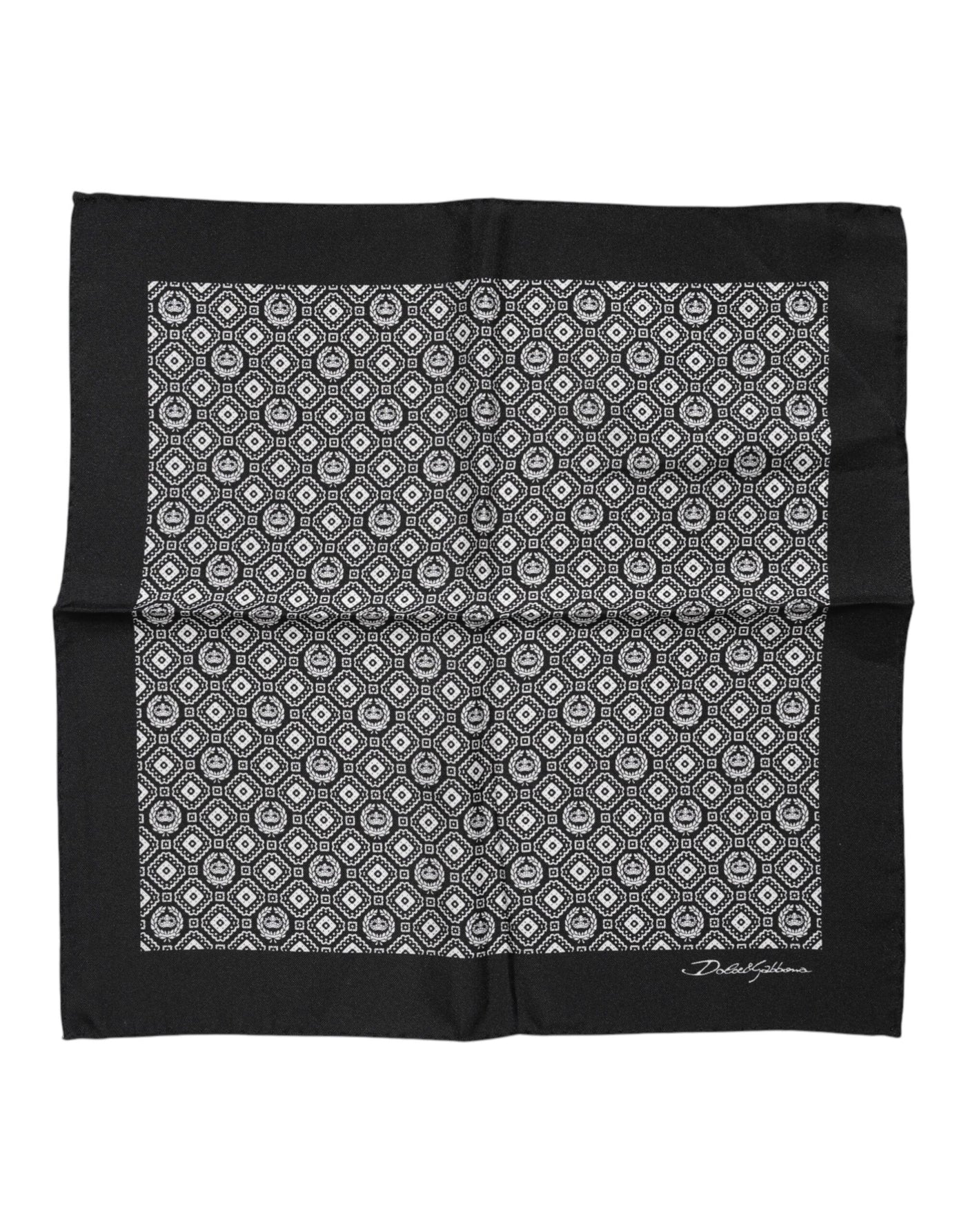 Dolce & Gabbana Schwarz-weiß gemusterter, quadratischer Foulardschal