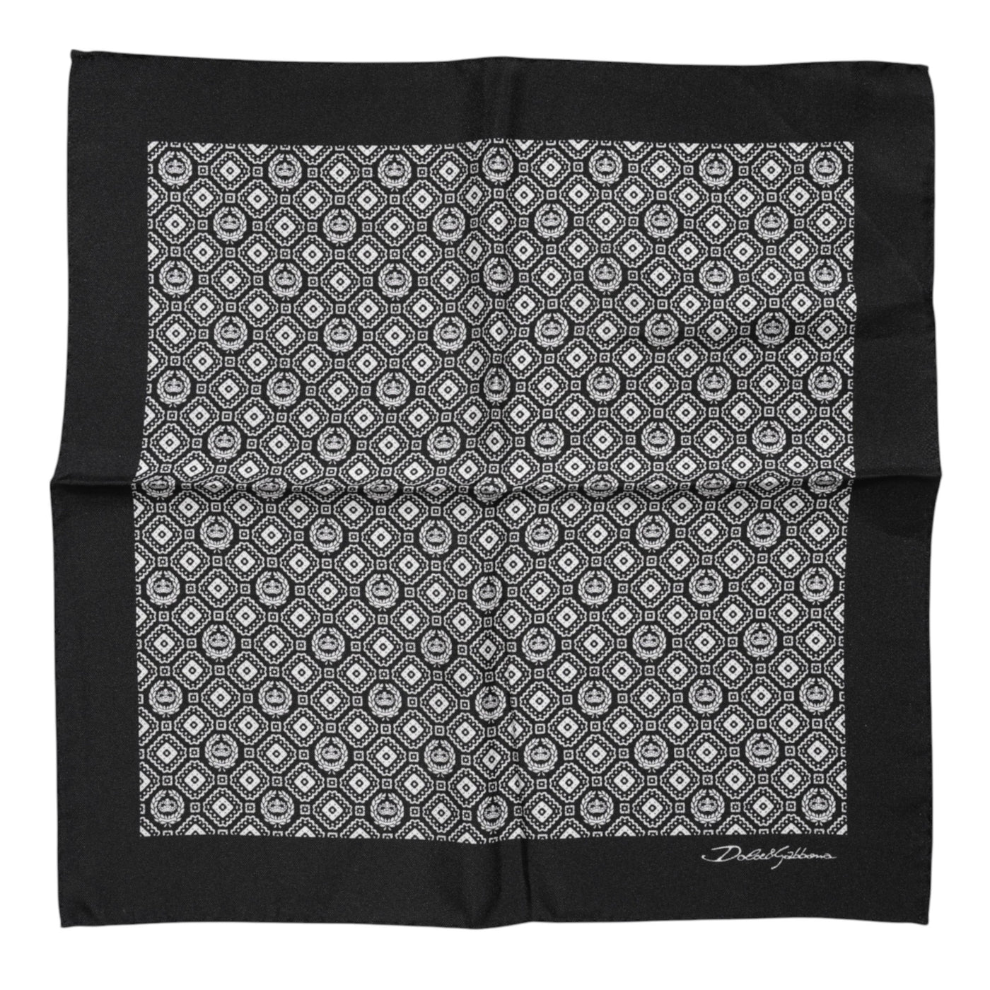 Dolce & Gabbana Schwarz-weiß gemusterter, quadratischer Foulardschal