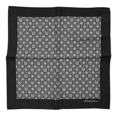 Dolce & Gabbana Schwarz-weiß gemusterter, quadratischer Foulardschal