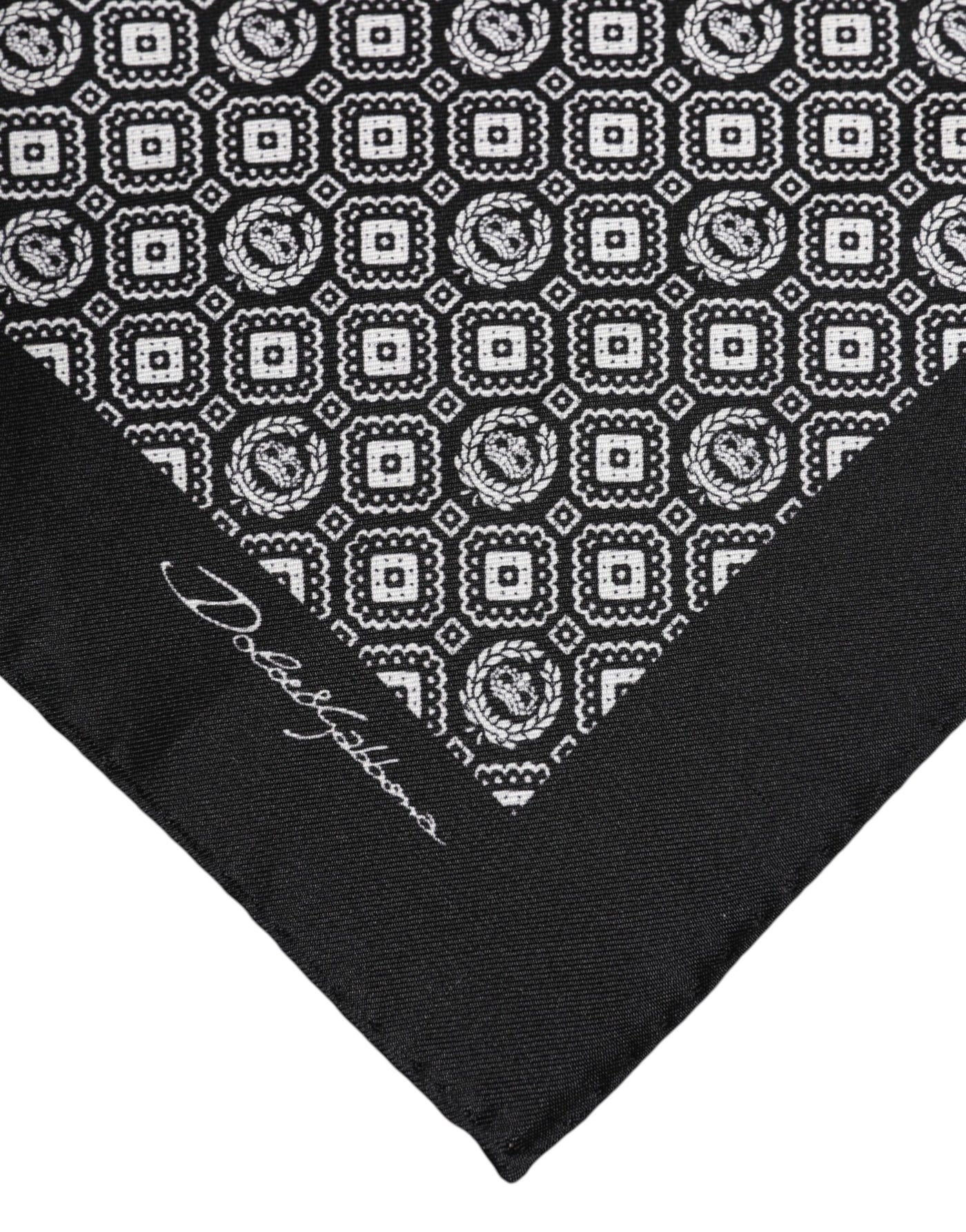 Dolce & Gabbana Schwarz-weiß gemusterter, quadratischer Foulardschal