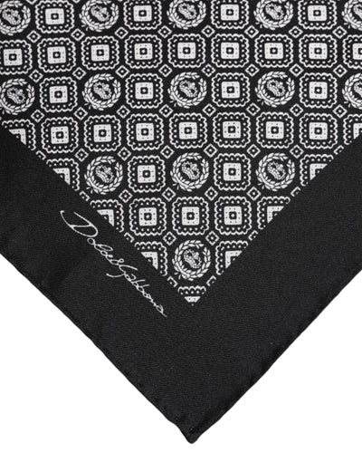 Dolce & Gabbana Schwarz-weiß gemusterter, quadratischer Foulardschal