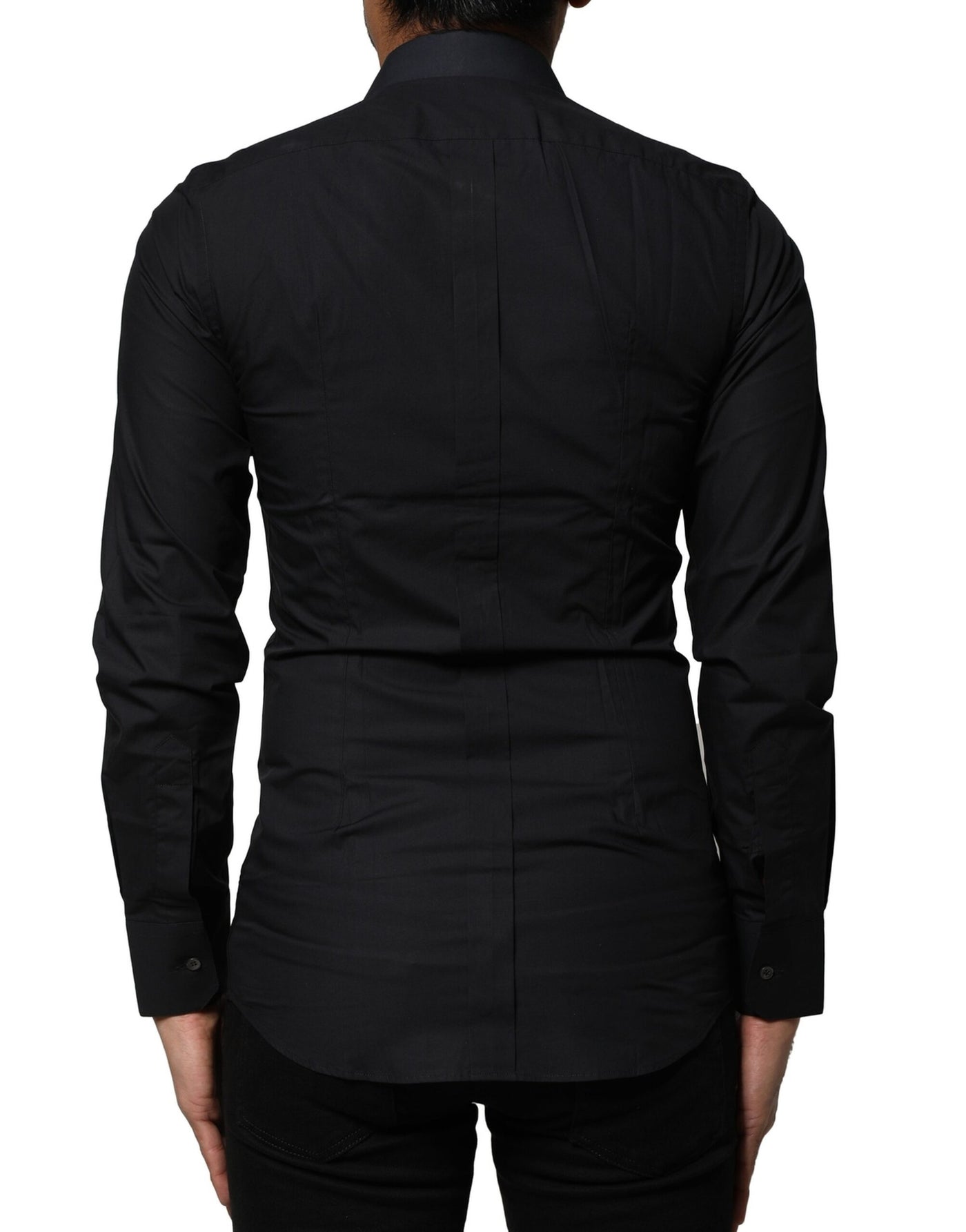Dolce & Gabbana Schwarzes Baumwollhemd GOLD mit langen Ärmeln