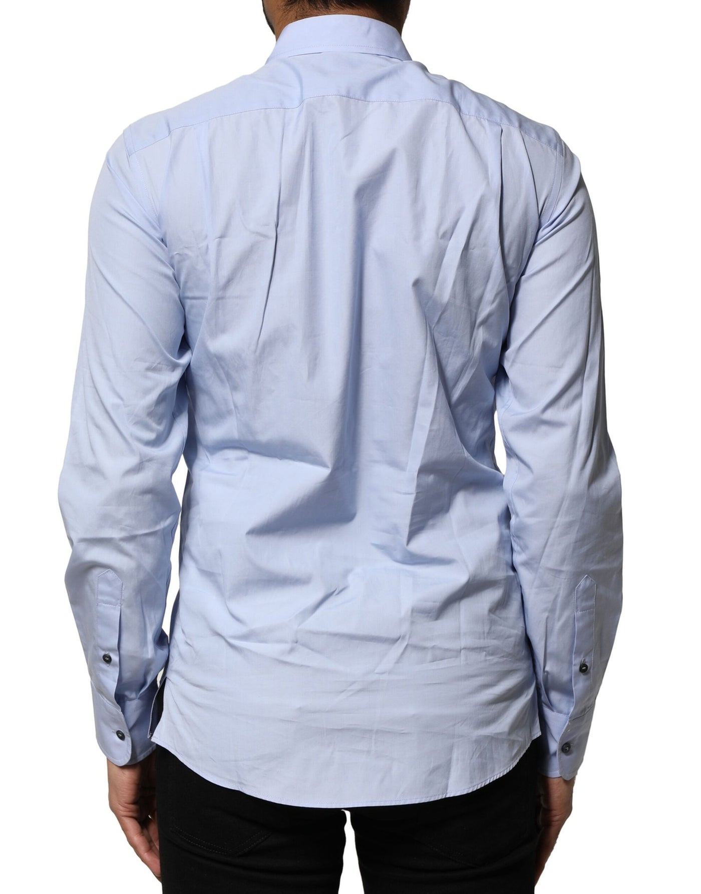 Dolce & Gabbana Hellblaues Baumwollhemd mit langen Ärmeln