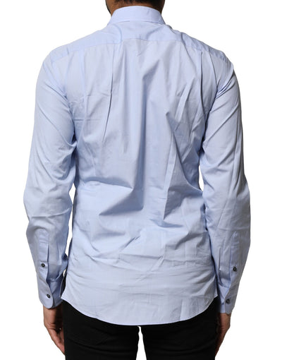 Dolce & Gabbana Hellblaues Baumwollhemd mit langen Ärmeln