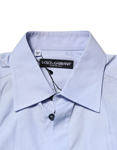 Dolce & Gabbana Hellblaues Baumwollhemd mit langen Ärmeln
