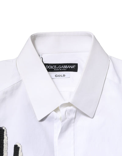 Dolce & Gabbana Weißes Hemd mit GOLD-Stickerei