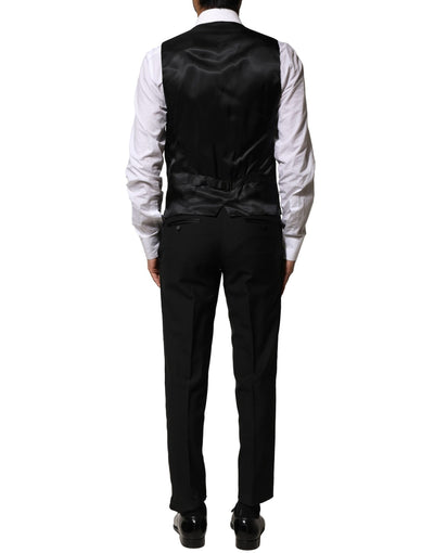 Dolce & Gabbana Schwarzer einreihiger Anzug aus Wolle (3 Teile)