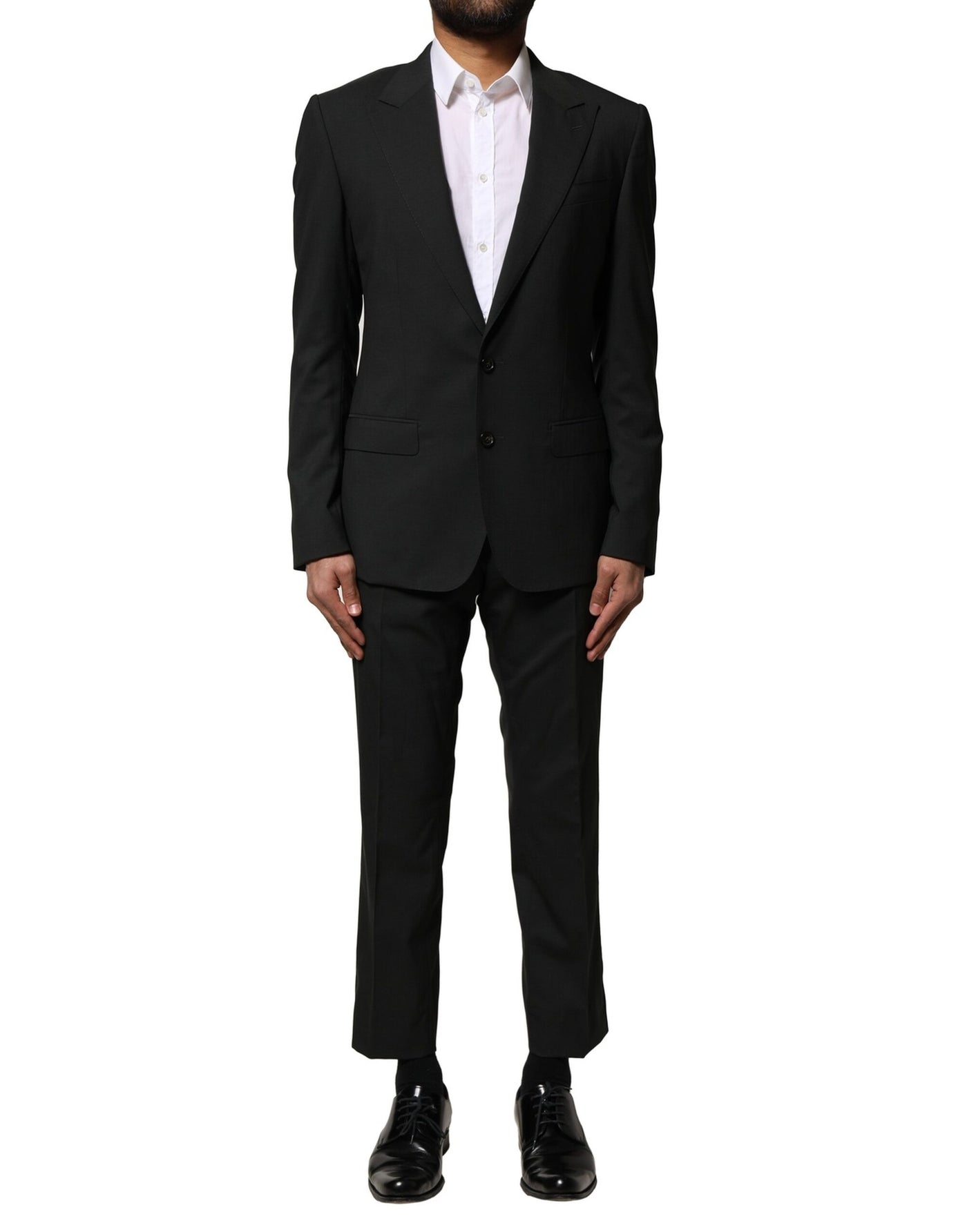 Dolce & Gabbana Schwarzer einreihiger Anzug aus Wolle (2 Teile)